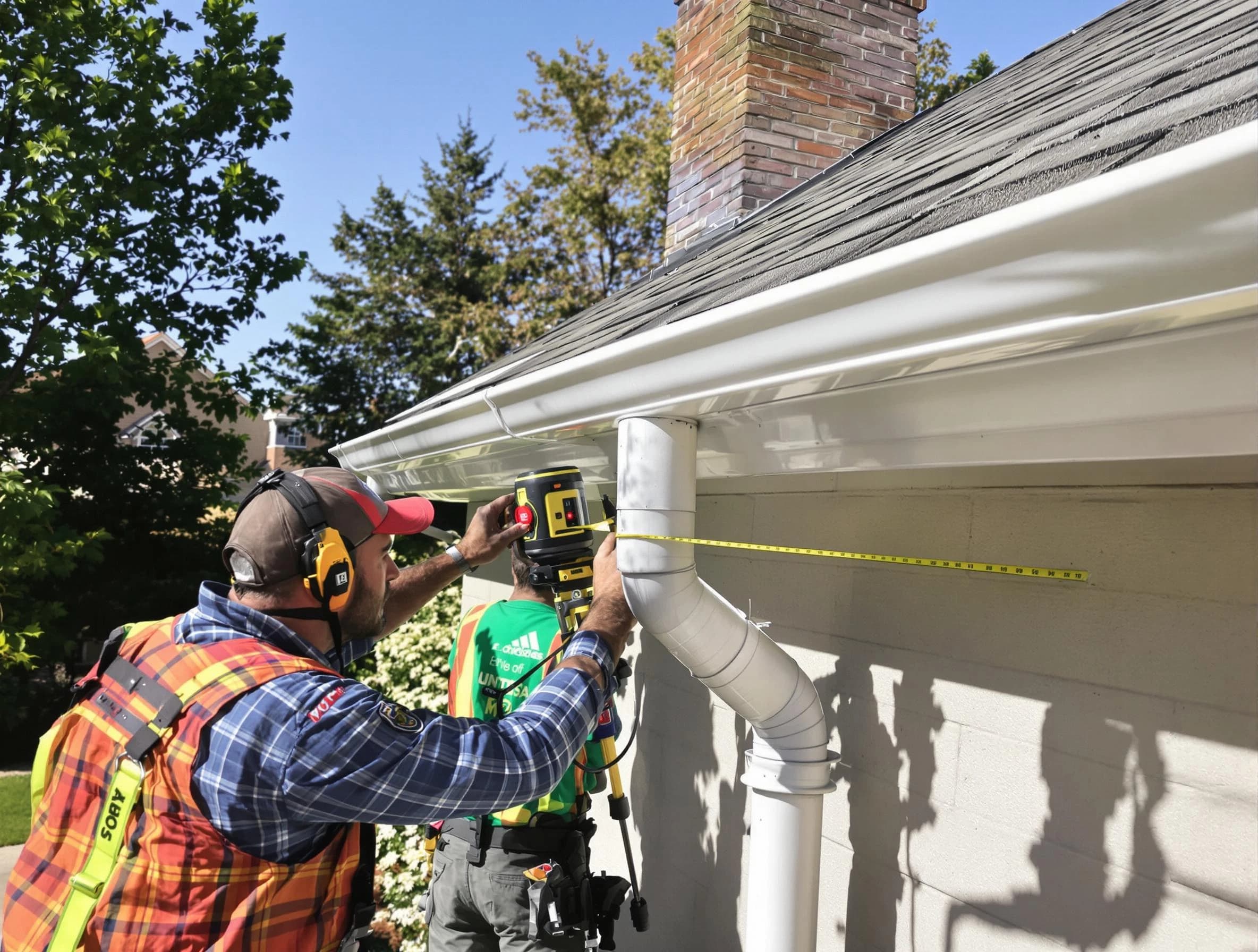 Cleveland OH Roofers installing downspouts at a property in Cleveland, OH