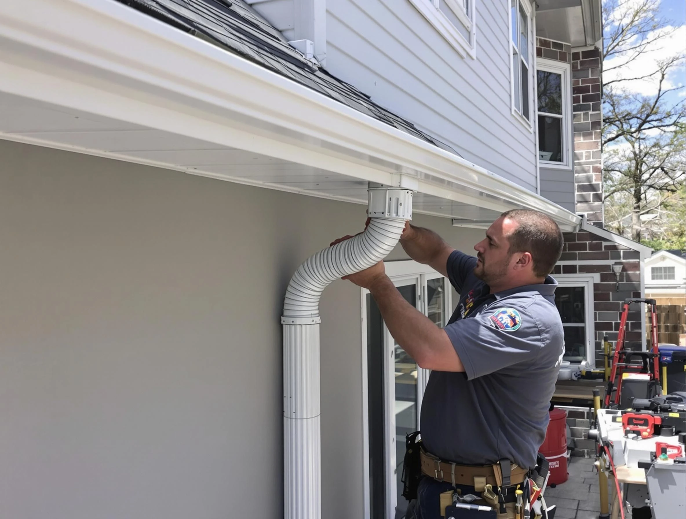 Downspouts installed by Cleveland OH Roofers to guide water away in Cleveland, OH