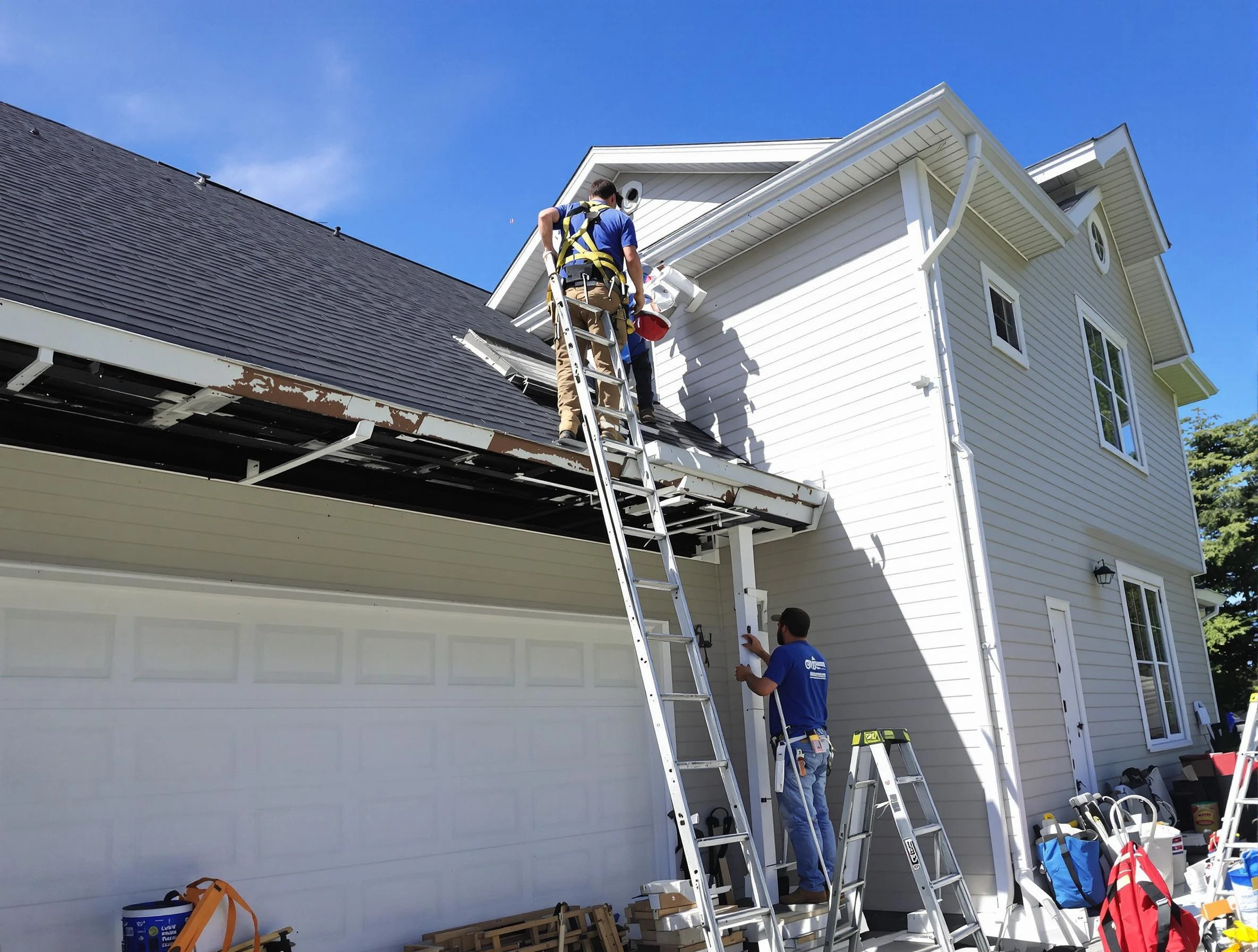 Newly replaced gutters by Cleveland OH Roofers in Cleveland, OH